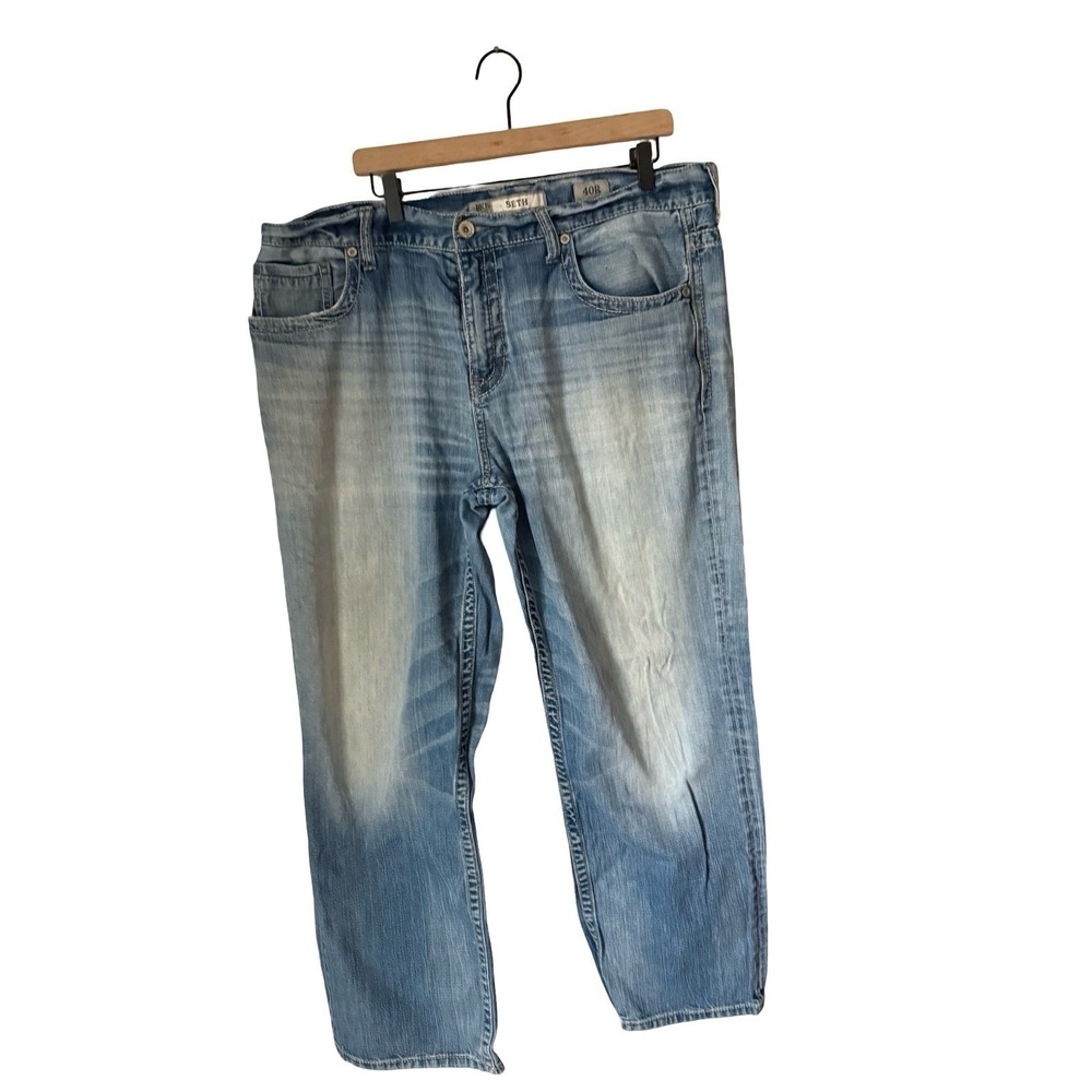 BKE Denim Seth Men's Jeans‎ 40 Light Wash Straight Leg Distressed inseam 31